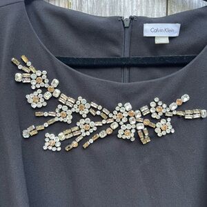 Calvin Klein Women's Embellished Off-the-Shoulder Cocktail Dress Black Size 12